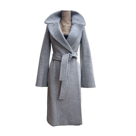 New Stella McCartney Wool Blend Belted Gray Knee Length Coat Women size 36 - Picture 3 of 16